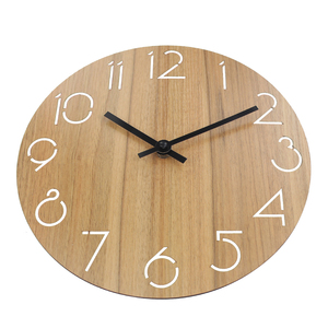 Relojes de pared de madera nórdicos creativos de 12 pulgadas, reloj de madera rústica de diseño Vintage con números arábigos, reloj redondo decorativo de pared - Product Image 5