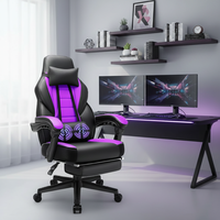 Chaise de jeu ergonomique en similicuir violet pour salle de jeu, avec fonction massage, vente en gros ODM OEM