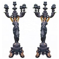 Statues de femme grecque Antique en laiton décoratif de jardin, lampes sur pied avec cinq lumières