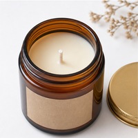 Velas Aromáticas de Cera de Soja en Frascos de Vidrio Ámbar con Tapas Doradas Modernas para Decoración Navideña del Hogar y Marca Privada
