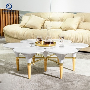 Guangdong muebles de gama alta mesa de centro blanca con 201 # cepillado champán oro Acero inoxidable madera de Fresno alto brillo <span class=keywords><strong>LAC</strong></span> - Product Image 1