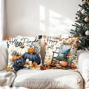 Bantal dekoratif bertema musim gugur dengan daun labu dan ungkapan hangat untuk dekorasi rumah musiman - Product Image 3