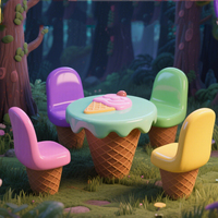 Ensemble table et chaises personnalisées Y214 pour café, salon de thé, crèmerie – Design esthétique en fibre de verre, siège commercial pour enfants, banc