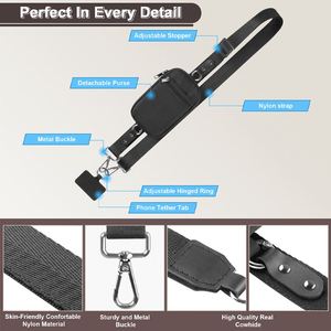 <b>Clip</b> Go Phone Strap Zipper Pouch-Stylish Crossbody Adjustable Chain Lanyard Leather Wallet Anti-Slip Washable Customizable Size - Product Image 4