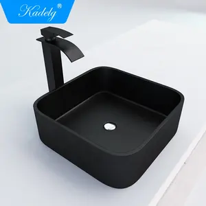 Venta caliente moderno cuarzo granito encimera lavado a mano lavabo piedra fregadero cocina cuadrado en forma de baño hecho a mano fregadero