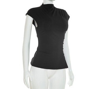 Viviblook Y26TP273 Women Casual <b>Top</b> New Solid Color Slim Button <b>Top</b> for Ladies - Product Image 3