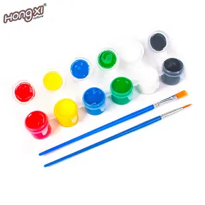 High Gloss Acrylic Paint Set 3ml 12-color Set 6-piece Student Art Painting And Coloring Plaster Doll Paint Strips Brush