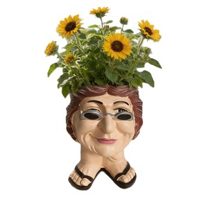 Maceta Creativa de Resina con Forma de Cara y Chanclas, Decoración de Jardín, Macetas para Exteriores para Girasoles y Plantas Verdes - Product Image 5