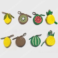 Porte-monnaie mini mignon en forme de fruit, pendentif fait main cerise, fraise, citron, breloques porte-clés en cuir pour décoration de sac fourre-tout