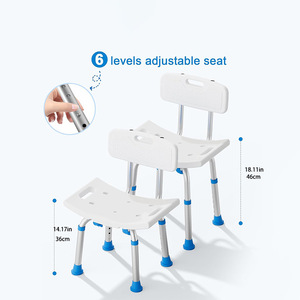 Vikangsheng Aluminum Alloy Shower Chair Adjustable Height With Backrest For Elderly Pregnant Disabled <b>Non</b> <b>Slip</b> <b>Bath</b> Seat - Product Image 1