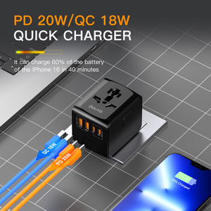 OULITRAVEL A11-3A1C l Universal <strong>USB</strong> Worldwide <strong>Charger</strong> Electrical Plug Travel Adapter Universal <strong>Power</strong> Plug Adaptor - Product Image 2