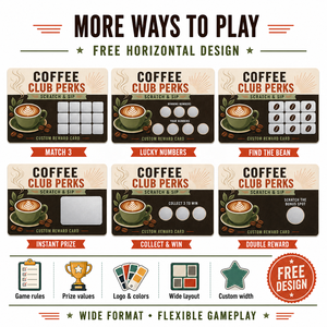 Cartes postales à gratter CMYK Premium pour programme de fidélité café, coupons de récompense larges pour les avantages de l'adhésion au café et les campagnes de rétours clients - Product Image 3