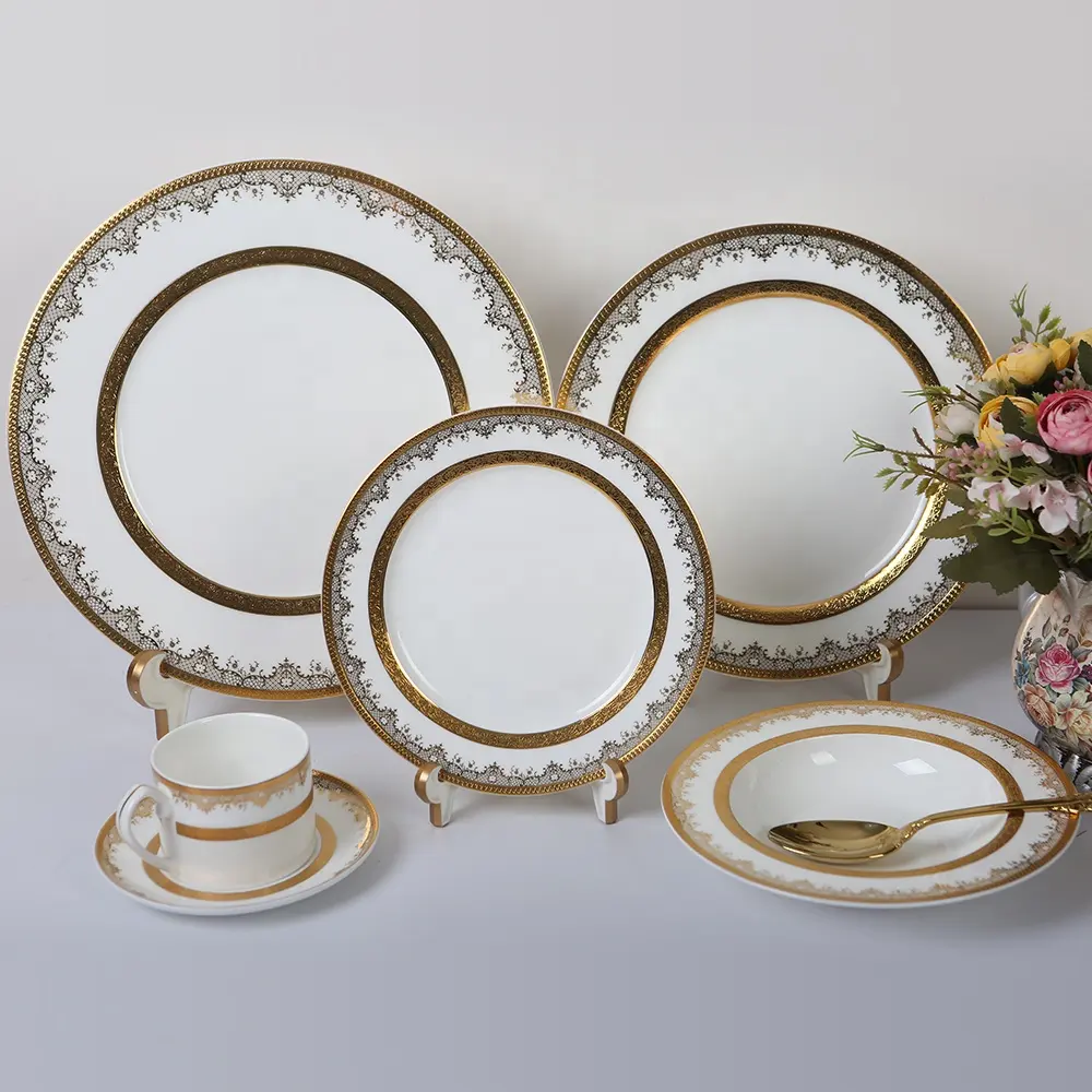 Germany dinnerware porcelain wedding luxury high bone china dinner set plates sets