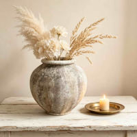 Vas Magnesium Oksida Rustic, Vas Resin Dekoratif Vintage, Vas Keramik untuk Dekorasi Rumah Gaya Farmhouse, Hiasan Meja