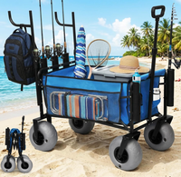 Chariot de pêche pliable en aluminium, chariot tout-terrain pour la plage avec grandes roues, chariot pliable pour la pêche, le camping et la plage