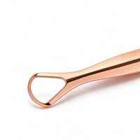 Ensemble de gratte-langue en acier inoxydable rose doré en forme de U, écologique et réutilisable, en stock chez le fabricant
