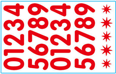 Large numbers 0 - 9 (red)