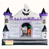 Grande Maison Hantée Gonflable d'Halloween, Design de Manoir Effrayant, Grand Toboggan Gonflable pour Parcs d'Attractions et Événements Multiples