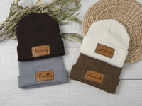 Bonnets d'hiver personnalisés pour hommes avec patch en cuir, faible MOQ, motifs à carreaux de dessins animés, pour le monde des affaires avec logo
