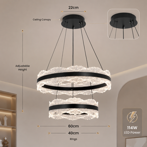 Lustre moderne en fer et acrylique, LED dimmable, télécommande, trois couleurs, hauteur réglable, pour salle à manger, maison, 60 cm, 40 cm - Product Image 4
