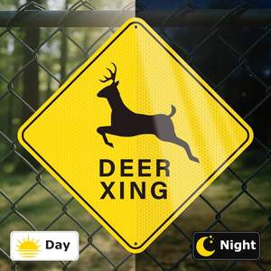 Tanda lalu lintas reflektif aluminium kustom-peringatan keamanan di jalan-melambat dan berhati-hati terhadap hewan liar - Product Image 4