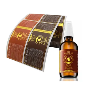 Custom Printed Gold Foil Stamping Essential Oil Bottle Labels Self Adhesive Sticker For Oil Bottle
