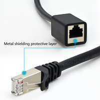 RJ45 kabel ekstensi jaringan Lan Ethernet Pria Wanita Cat5 Cat6 kabel ekstensi Patch Ethernet berpelindung FTP untuk luar ruangan