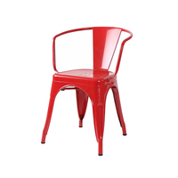 Chaises de salle à manger industrielles modernes en métal avec accoudoirs, empilables, en fer noir, écologiques, pour restaurants, cafés et bistrots en extérieur