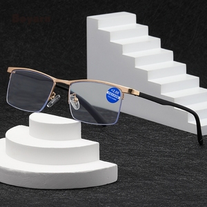 Fashion Slim Gold Metal Half Frame Presbyopia Square <b>Men</b> Anti Blue Light PC Lens HK-Boyarn HKBY2303 Reading Glasses - Product Image 3