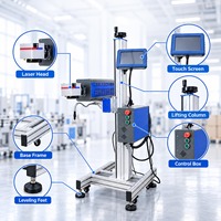 Machine de marquage laser CO2 volante 30W 40W 60W compatible DXF/AI, refroidie par air pour bouteilles PET