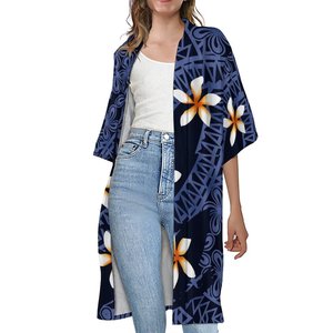 New Samoan Design Custom Women Short Sleeve Casual <strong>Trench</strong> <strong>Coats</strong> Polynesian Tribal Large <strong>Size</strong> Female Half Sleeve Kimono Cardigan - Product Image 3
