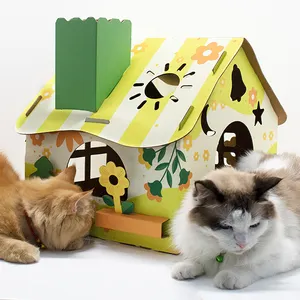 2023 New Style Cat's House with Printing Cat's Villa Summer Style DIY Portable Cat House
