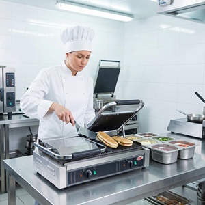 Grill panini électrique double tête commercial OT-813 en acier inoxydable argenté, vente directe fabricant <span class=keywords><strong>OTE</strong></span>, nettoyage facile - Product Image 4
