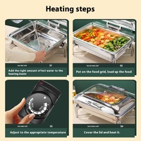 BOSAI 9L Réchaud électrique en acier inoxydable pour buffet, avec couvercle hydraulique, design carré argent/or, pour petit-déjeuner d'hôtel