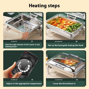 BOSAI 9L Réchaud électrique en acier inoxydable pour buffet, avec couvercle hydraulique, <span class=keywords><strong>design</strong></span> carré argent/or, pour petit-déjeuner d'hôtel - Product Image 6
