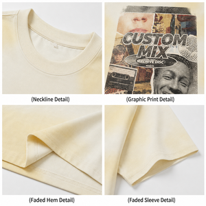 T-shirt graphique personnalisé 300 GSM 100% coton délavé effet soleil, coupe ample et épaisse, style streetwear pour homme - Product Image 3