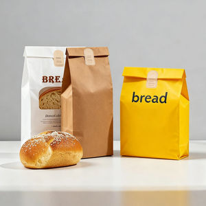 Sacs de boulangerie en papier kraft écologique, imprimés en gravure classique, résistants à la graisse, avec ruban, pour pain frais, gâteaux, emballage alimentaire personnalisé - Product Image 1