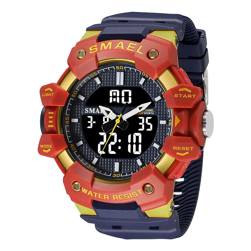 SMAEL 8080 montre de sport multifonctionnelle étanche pour hommes montre  analogique en plastique montre électronique à quartz