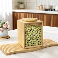 Distributeur de rangement hermétique en bambou pour cuisine : céréales, riz, farine, snacks, bonbons – Conteneur de stockage alimentaire domestique