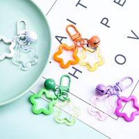Vente directe usine, prix bas, breloques clochettes double étoile en métal coloré de 14 mm, pendentifs porte-clés DIY pour sacs et accessoires faits main