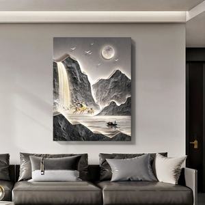 Peinture murale abstraite moderne en porcelaine cristalline de haute qualité, concept Montagne Lune personnalisé, pour la décoration de la maison et du bureau - Product Image 3