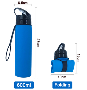 Bouteille d'eau portable en silicone de 600 ml, sans BPA, pliable et repliable, pour boire directement, idéale pour les aventures en plein air (vente en gros) - Product Image 6