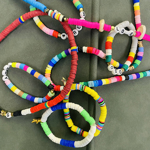 <strong>Clay</strong> Beads for Bracelet Making, 24 Colors Flat Round <strong>Polymer</strong> <strong>Clay</strong> Beads 6mm Spacer Heishi Beads with Pendant Charms Kit - Product Image 6