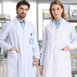 เสื้อกาวน์แพทย์แขนยาวสีขาว ผ้าฝ้าย/โพลีเอสเตอร์ ตรวจจับรอยขาดได้ ไร้ตะเข็บ ยูนิเซ็กซ์ สำหรับโรงพยาบาลและร้านขายยา ปรับแต่งได้ - Product Image 3