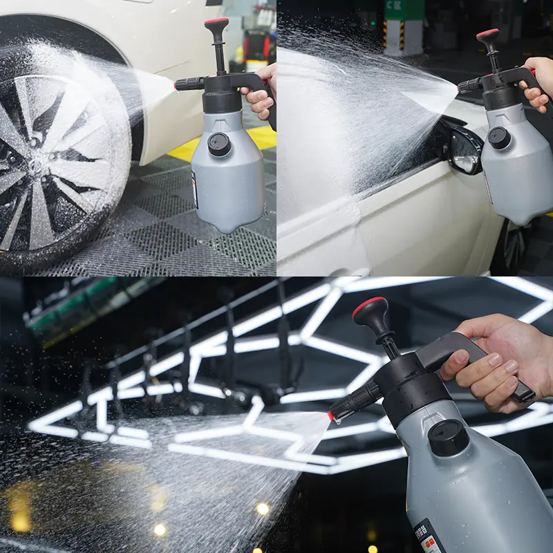 Pulverizador de espuma para nieve portátil a presión manual, bomba de lavado de coches, boquilla de espuma de 2L, pulverizador con gatillo