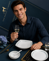 Service de vaisselle de luxe contemporain en porcelaine fine blanche, non toxique, pour café royal, 6 pièces, durable