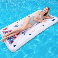 Drapeau américain PVC gonflable piscine à bière plat gonflable flotteur porte-gobelet