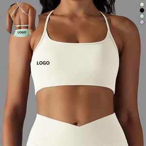 <span class=keywords><strong>Soutien</strong></span>-<span class=keywords><strong>gorge</strong></span> de sport à double bretelles fines détachables pour femmes Respirant Quick Dry Solid Pattern Fashion Trend Elastic Cross Back Yoga Bra - Product Image 1