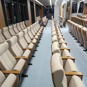 Modern Single Folding Auditorium <strong>Chair</strong> <strong>with</strong> <strong>Desk</strong> Fabric Theater Furniture For Church School Retractable Students' Seating - Product Image 1