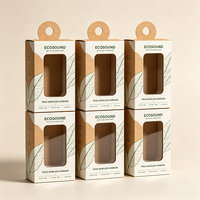 Boîte d'emballage en papier kraft naturel et biologique pour écouteurs Bluetooth avec fenêtre en PVC et trou de suspension – Vente en gros